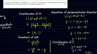 AS Maths Perpendicular Bisector Worked Examples 1 [upl. by Lauro]