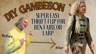 Cheap amp easy DIY Gambeson thrift flip for Renaissance faireLARP cosplay ✨ [upl. by Attela254]