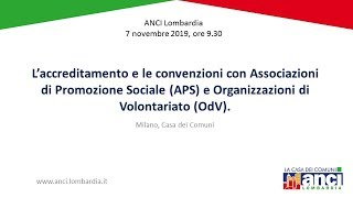 Accreditamento e convenzioni con Associazioni di Promozione Sociale e Organizzazioni di Volontariato [upl. by Jaquelin353]