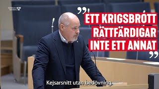 quotEtt krigsbrott rättfärdigar inte ett annatquot [upl. by Bailie]