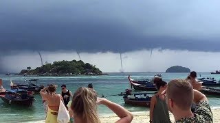 Quadruple Waterspout On Thai Island [upl. by Graniela807]