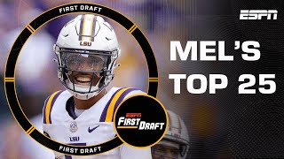 Mel Kiper Jrs Big Board Top25 Draft Prospects  First Draft [upl. by Ainnat]