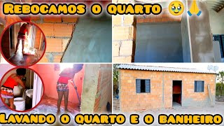 REBOCAMOS O QUARTO 🥹🙏 LAVANDO O QUARTO E O BANHEIRO Menina Morena reboco lavando lavandobanheir [upl. by Arbma]