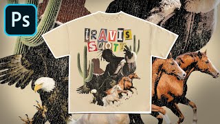 How To Design VINTAGE BOOTLEG Shirts Photoshop Tutorial [upl. by Yma]