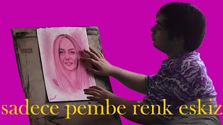 SADECE PEMBE RENK PORTRE ESKİZ CİZİMİ [upl. by Alveta]