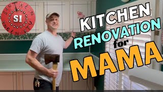 DIY Kitchen Renovation Part 1 Removing Old Cabinets and Installing New Shelves [upl. by Neelehtak821]