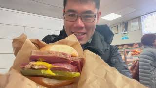 New Yorker Eats at the quotKatzs Deliquot of London  Beigel Bake Salted Beef Sandwich [upl. by Oiramad]