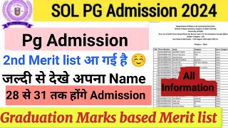 SOL PG Admission 2nd Merit List Release 2024  SOL MA MCom Merit List 2024  Sol 2nd merit list [upl. by Inuat]