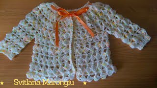 Tutorial Giacchina traforata alluncinetto per bambina 18  24 mesi  cardigan alluncinetto [upl. by Tillman]