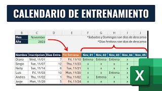 Calendario de Entrenamiento Personalizado en Excel Crearlo con Tres Fórmulas [upl. by Naitsirk795]