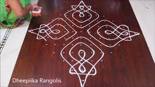 melikala muggulu designs  simple sikku kolam with 13 to 1 dots  friday rangoli designs [upl. by Elle]