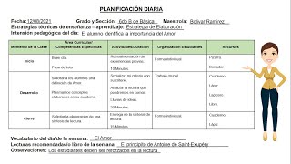 COMO HACER LA PLANIFICACION DIARIA [upl. by Lucchesi]