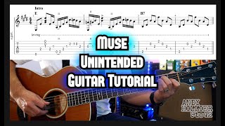 How to play Muse  Unintended Guitar Tutorial Lesson [upl. by Inalak]