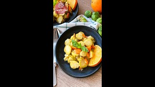 Zeytinyağlı Portakallı Brüksel Lahanası  Easy Brussel Sprouts Dish shorts onepan kolaytarif [upl. by Ahsimot]