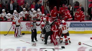 Gotta See It Chaotic bench brawl erupts between Flames and Red Wings [upl. by Sukramal]