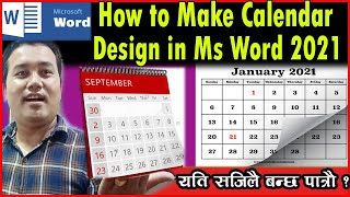 How to make Nepali amp English Calendar Design in ms word how to make calendar design in word [upl. by Adnamor]