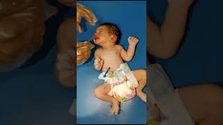 Suctioning newborn baby with a bulb Syringe in nose and but all use nose tube for suctioning mucus [upl. by Leuname]