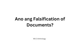 FALSIFICATION OF DOCUMENT  TAGALOG [upl. by Daphie95]