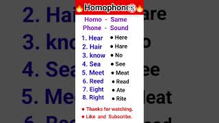 Homophones Same Sound But Different Meaning Confusing Words english education shorts learn [upl. by Edahs]