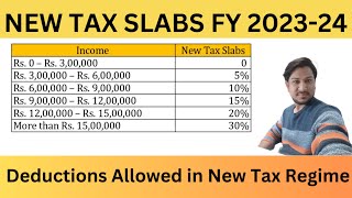 Deductions Allowed in New Tax RegimeNew Tax Slabs FY 202324 amp AY202425New Tax Regime Exemption [upl. by Castro]