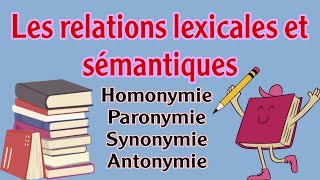 les relations lexicales et sémantiques synonymie antonymie paronymie homonymie [upl. by Tessie]