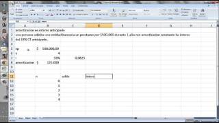 TABLA DE AMORTIZACIÓN INTERÉS ANTICIPADO CUOTA VARIABLE Y AMORTIZACIÓN FIJA [upl. by Akemeuwkuhc]