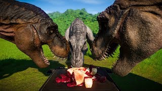 3 Tyrannosaurus Rex TRex Vs 3 Spinosaurus  Jurassic World Evolution [upl. by Llednew343]