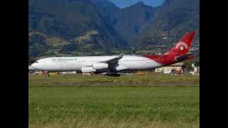 Airbus A340300 Air Madagascar à St Denis de la Réunion [upl. by Marguerita451]