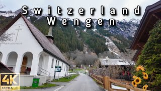 Switzerland Wengen 🇨🇭 Insider Walkingtour 4K UHD Thats what it really looks like in April [upl. by Airamzul]