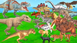 Giant Tyrannosaure Rex in Jurassic Park Fights Animals Reptiles Mamot Dinosaurs Animal Revolt Battle [upl. by Herald]