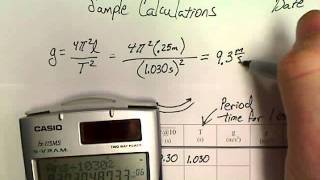 Gravity  Pendulum Lab Data Table and Calculations 10th Grade Physical Science [upl. by Crescen]