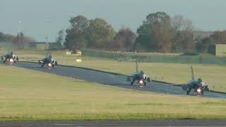 French Air Force Rafales x 4 depart RAF Waddington after Exercise Atlantic Trident 10 November 2023 [upl. by Ahsiuqel]