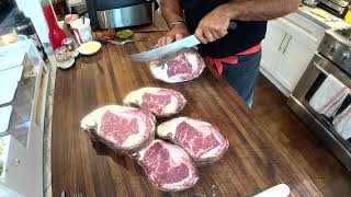 Steakager Pro 40 45 day dry aged boneless ribeye fro 44 Farms  BreakdownCookingTasting [upl. by Alyos]