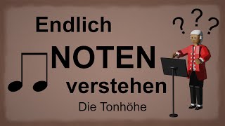 Noten lesen lernen im Violin und Bassschlüssel – Die Tonhöhe 1 [upl. by Nulubez]