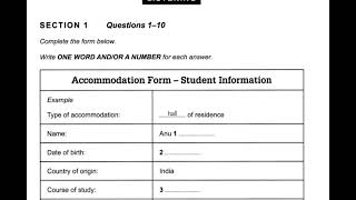 Accommodation From  Student Information Ielts listening set9 test 2 [upl. by Steep]