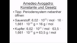 Avogadro Konstante  Avogadro Gesetz [upl. by Htebizile]