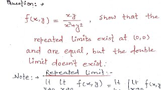 Problem on Limits of functions of two variables  Bsc 2nd year maths [upl. by Ycinuq982]