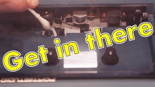 HOW TO CLEAN A TASCAM 414 MKII 4track Cassette Recorder  424recordingcom [upl. by Ellezaj]