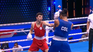 Day 8 75kg BIZHAMOV Dzhambulat RBF vs MOTOA CARABALI Diego COL  AIBA WCHs 2021 [upl. by Nhaj]