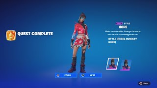 3 NEW Fortnite Quest Rewards QUICKEST Way To Unlock Them Rebel Runway Hope Style [upl. by Nnaeitak]