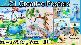 Creative Posters on Save Water Save Water Save Life WORLD WATER DAY Posters Poster Competition [upl. by Akitahs]