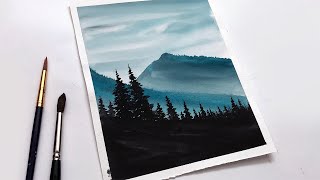 Landscape Watercolor Painting Tutorial for Beginners  Watercolor Mountain Tutorial Easy [upl. by Lainey780]