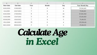 Calculate Age Year Month Day in Excel  কিভাবে Excelএ বছর মাস দিন বের করবেন [upl. by Leuqram91]