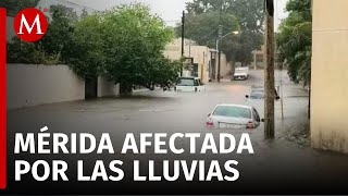 Basura causa inundaciones tras fuertes lluvias en Mérida [upl. by Eceer]