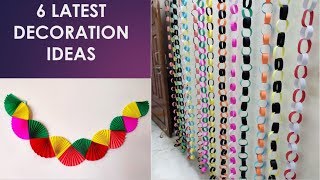 6 Cool and Colourful Decoration Ideas with Paper  Quick Wall decorations [upl. by Lindell]