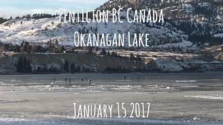 Frozen Okanagan Lake in Penticton BC Canada [upl. by Ayhtin]