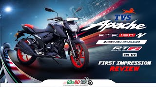 TVS Apache RTR 160 4V FI  First Impression Review  Team BikeBD [upl. by Marrin]