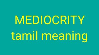 MEDIOCRITY tamil meaningsasikumar [upl. by Airetal]