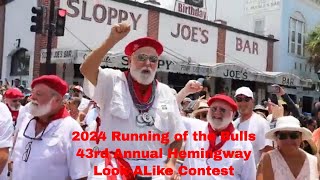 2024 Running of the Bulls  43rd Annual Hemingway LookALike Contest at Sloppy Joes Bar in Key West [upl. by Darom]