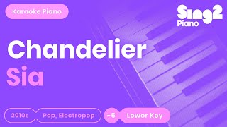 Sia  Chandelier Lower Key Piano Karaoke [upl. by Ehtyaf88]